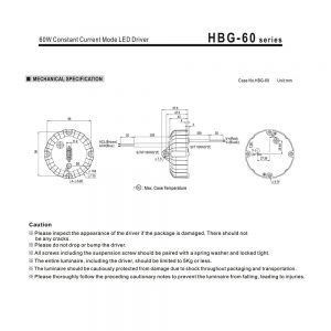 Mean Well Constant Current Mode LED Driver HBG-60 series