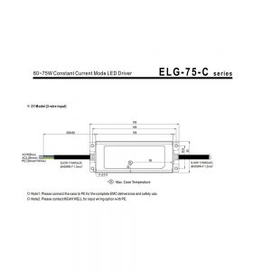 Mean Well Constant Current Mode LED Driver ELG-75-C series