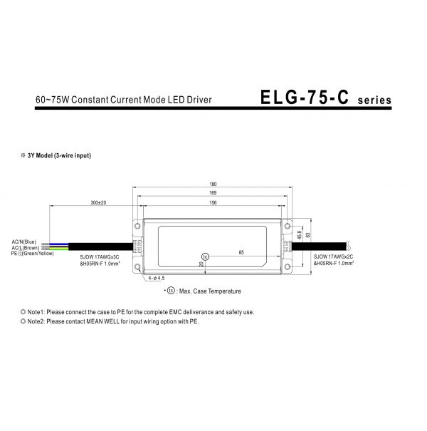 Mean Well Constant Voltage Constant Current LED Driver ELG-75 series
