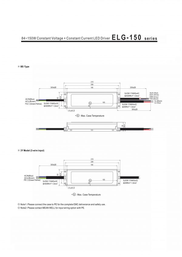 Mean Well Constant Voltage Constant Current LED Driver ELG-150 series
