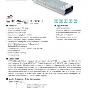 Mean Well Rack Mountable Front End Rectifier DRP-3200 series