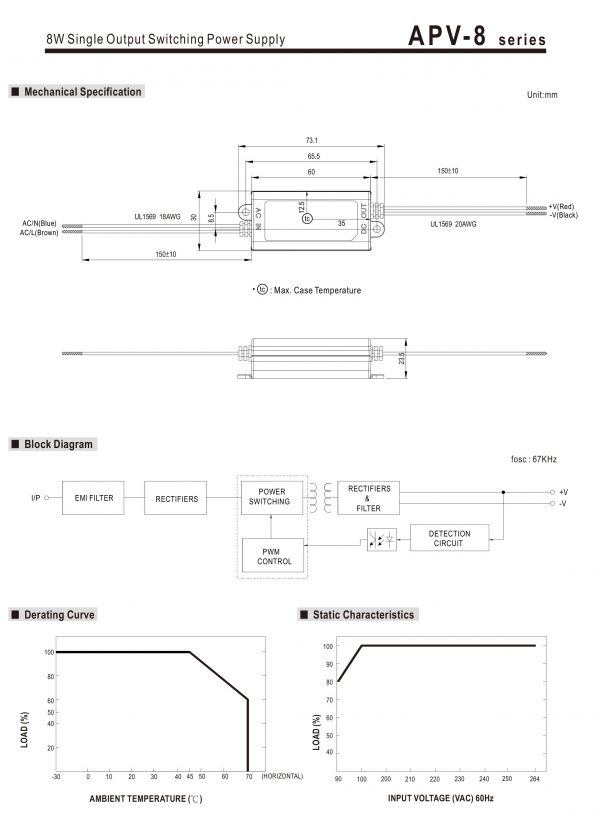 Mean Well Single Output Switching Power Supply APV-8 series