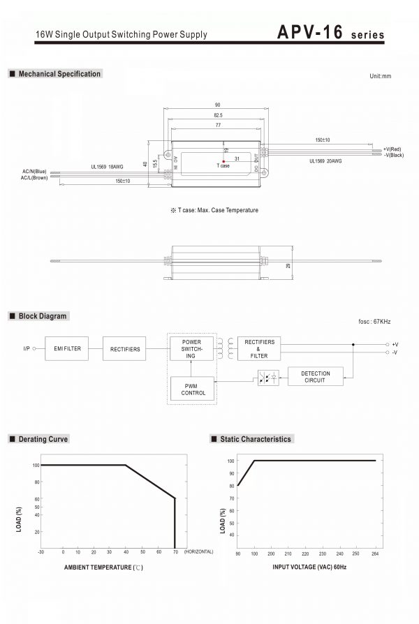 Mean Well Single Output Switching Power Supply APV-16 series