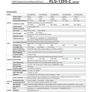 Mean Well Constant Current Mode LED Driver HLG-120H-C series