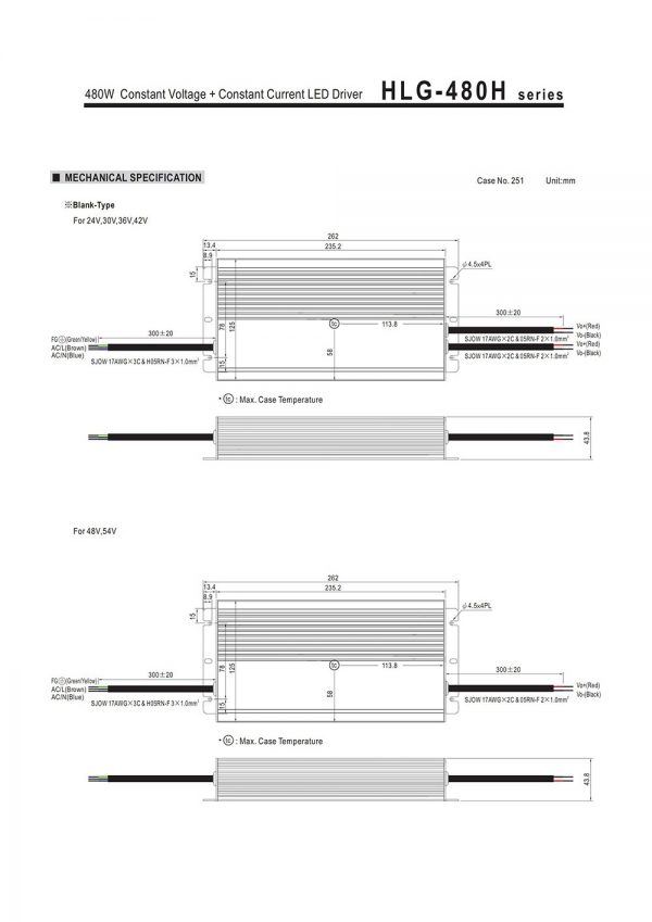 Mean Well Constant Current Mode LED Driver HLG-480H-C series