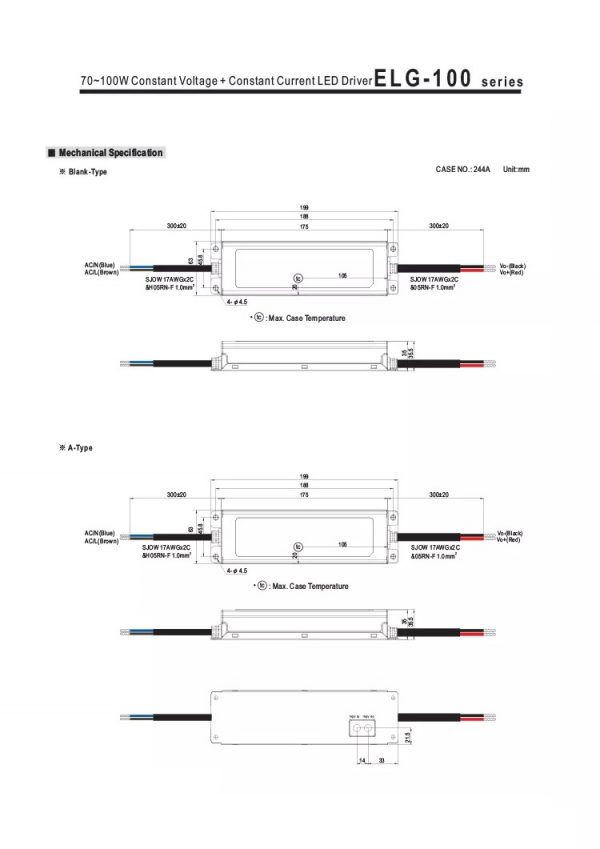 Mean Well Constant Voltage Constant Current LED Driver ELG-100 series