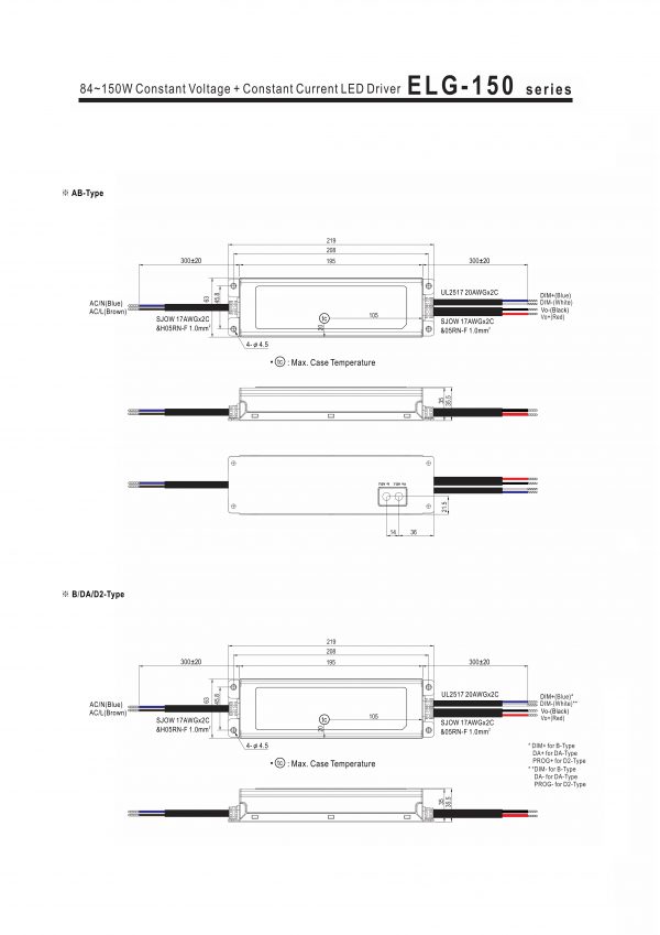 Mean Well Constant Voltage Constant Current LED Driver ELG-150 series