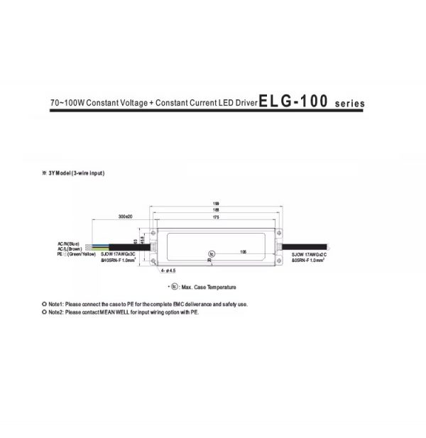 Mean Well Constant Voltage Constant Current LED Driver ELG-100 series