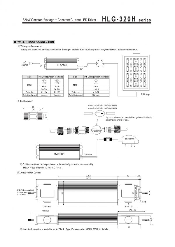 Mean Well Constant Voltage Current LED Driver HLG-320H series