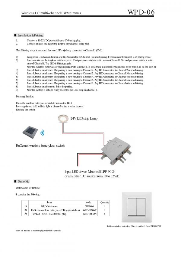 Mean Well Wireless DC multi-channel PWM dimmer WPD-06