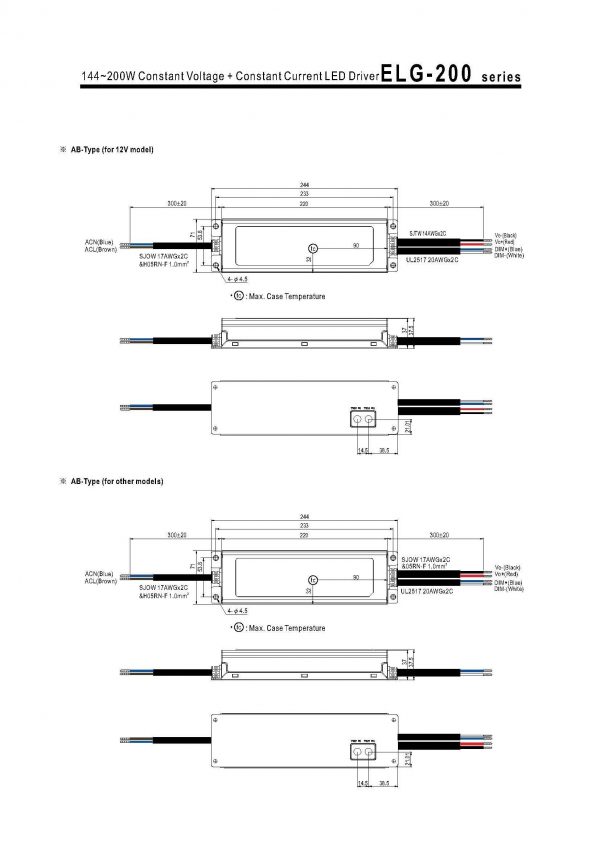 Mean Well Constant Voltage Constant Current LED Driver ELG-200 series