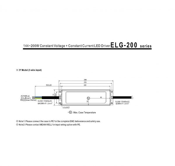 Mean Well Constant Voltage Constant Current LED Driver ELG-200 series