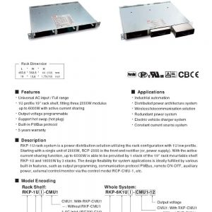 Mean Well 2000 ~ 6000 W 1U Distributed Power Sistem RKP-1U