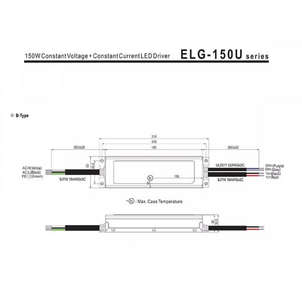Mean Well Voltage Constant Current LED Driver ELG-150U series