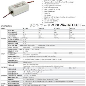 Mean Well Single Output Switching Power Supply APV-12 series