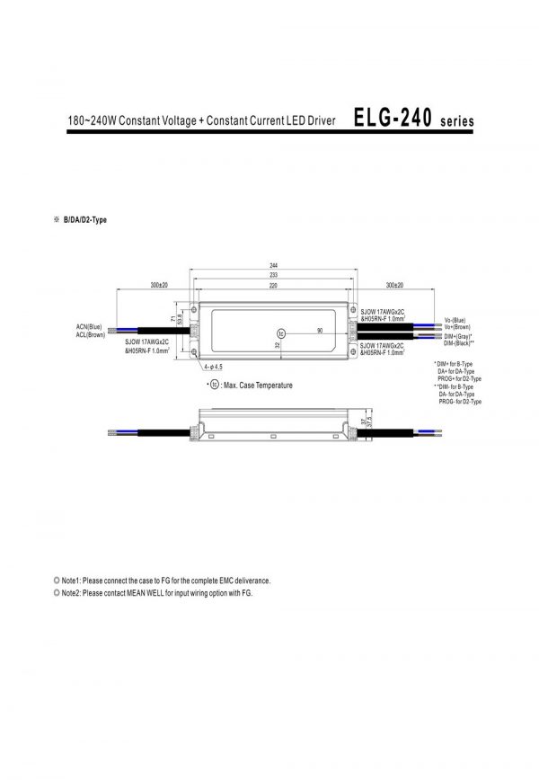 Mean Well Constant Current Mode LED Driver ELG-240-C series