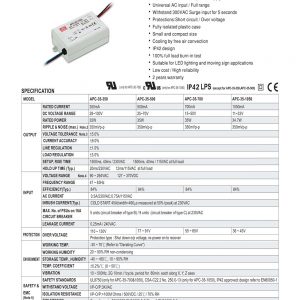 Mean Well Single Output Switching Power Supply APC-35 series