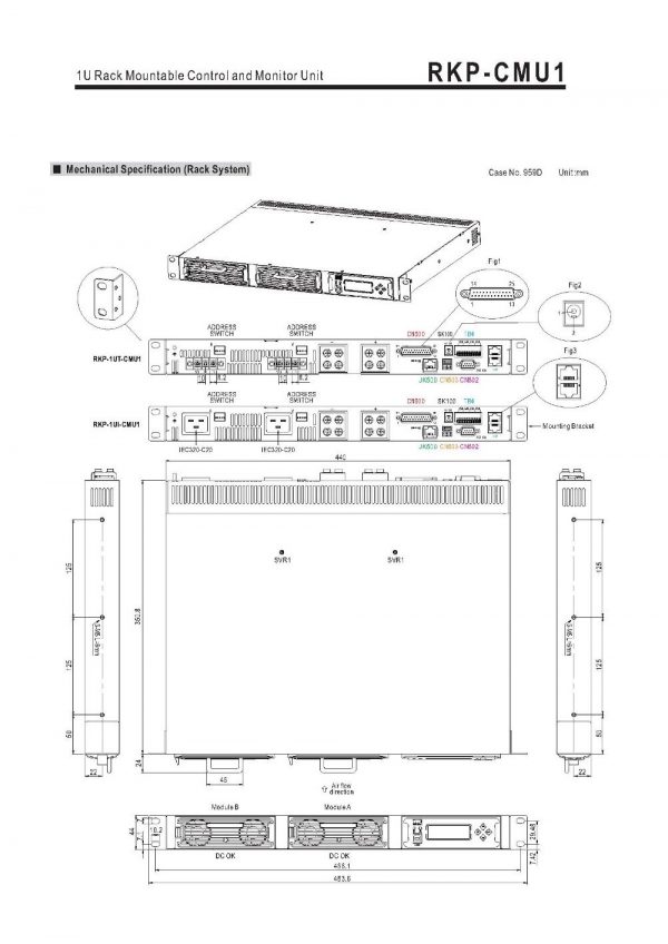Mean Well 1U Rack Mountable Control and Monitor Unit RKP-CMU1
