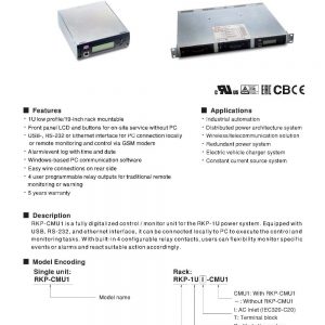Mean Well 1U Rack Mountable Control and Monitor Unit RKP-CMU1