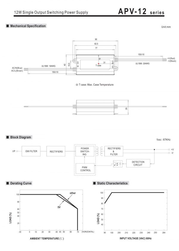 Mean Well Single Output Switching Power Supply APV-12 series