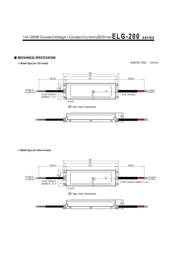 Mean Well Constant Voltage Constant Current LED Driver ELG-200 series