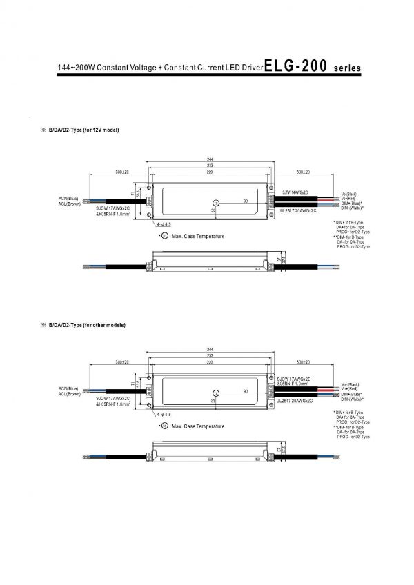 Mean Well Constant Voltage Constant Current LED Driver ELG-200 series