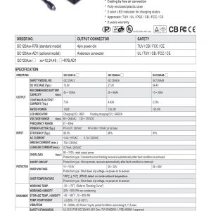 Mean Well 120W Single Output Battery Charger GC120 series