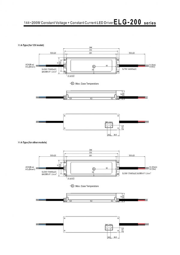 Mean Well Constant Voltage Constant Current LED Driver ELG-200 series