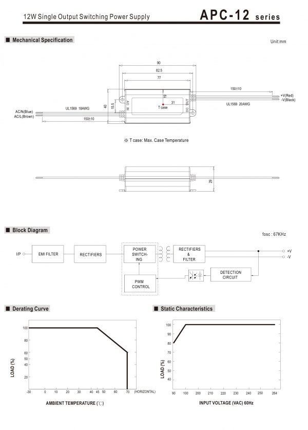 Mean Well Single Output Switching Power Supply APC-12 series