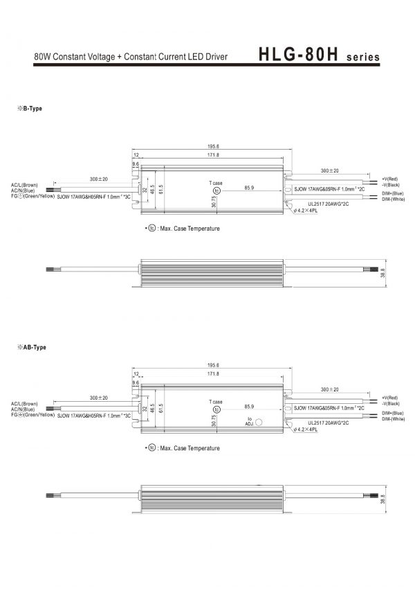 Mean Well Constant Voltage Constant Current LED Driver HLG-80H series