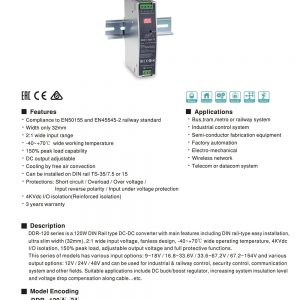 Mean Well 120W DIN Rail type DC-DC Converter DDR-120 series