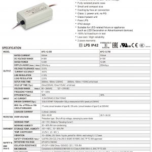 Mean Well Single Output Switching Power Supply APC-12 series