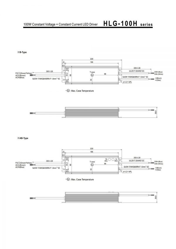 Mean Well Voltage Constant Current LED Driver HLG-100H series