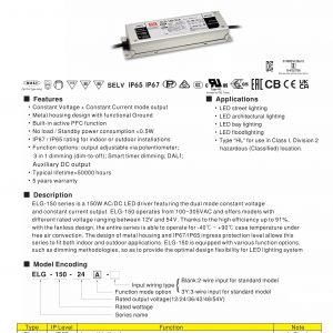 Mean Well Constant Voltage Constant Current LED Driver ELG-150 series