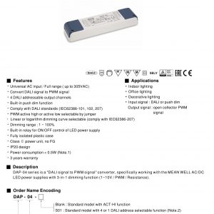 Mean Well DALI-PWM Signal Converter DAP-04 series