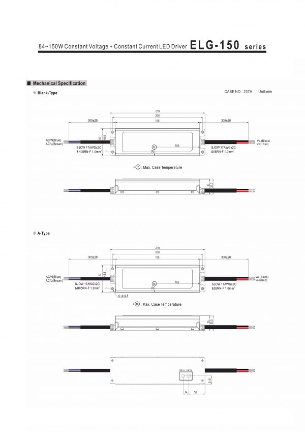 Mean Well Constant Voltage Constant Current LED Driver ELG-150 series