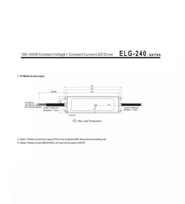 Mean Well Constant Voltage Constant Current LED Driver ELG-240 series