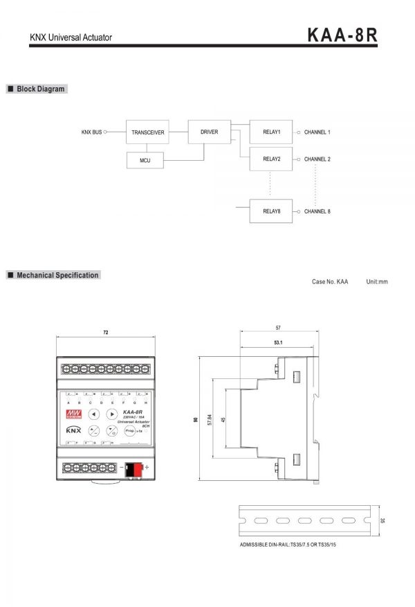 Mean Well KNX Universal Actuator KAA-8R