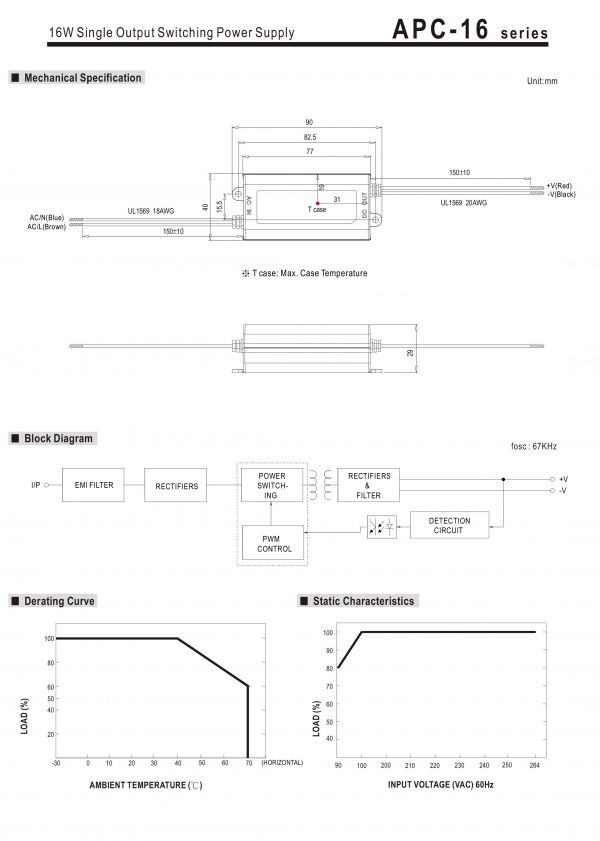 Mean Well Single Output Switching Power Supply APC-16 series