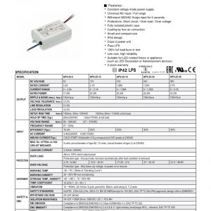 Mean Well Single Output Switching Power Supply APV-25 series