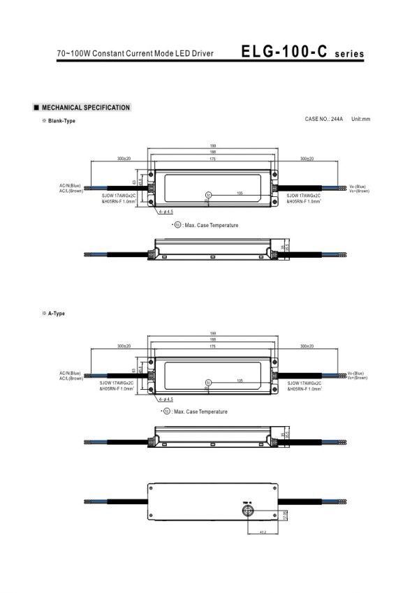 Mean Well Constant Current Mode LED Driver ELG-100-C series
