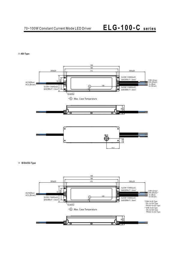 Mean Well Constant Current Mode LED Driver ELG-100-C series