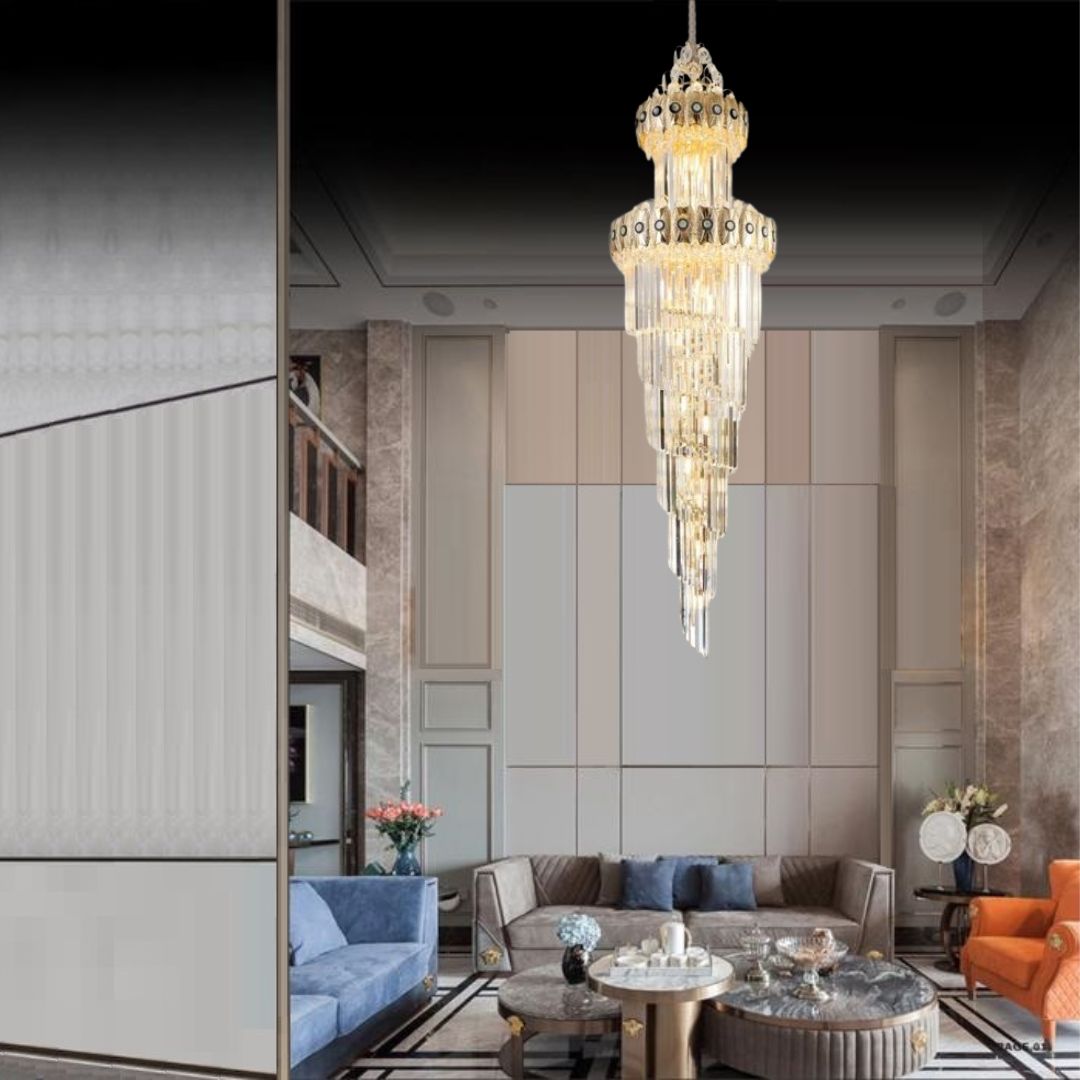 Lampu Gantung Mewah Modern Cahaya Crystal Hollow Hall