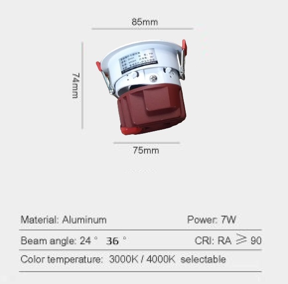 LED COB Spotlight 7w bridgelux Anti-Glare Downlight Ceiling Lamp