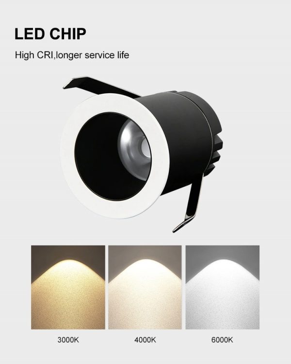 LED downlight Spotlight 3W bridgelux Mini Dimmable Anti-Glare