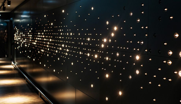 custom perforated interactive RGB DMX metal wall lighting