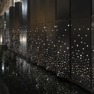 interior building jakarta Custom Metal wall ceiling perforated lighting