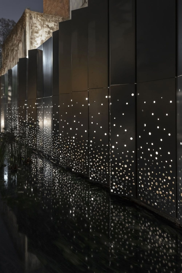 interior building jakarta Custom Metal wall ceiling perforated lighting
