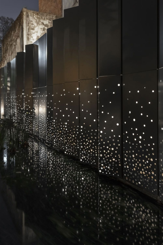interior building jakarta Custom Metal wall ceiling perforated lighting