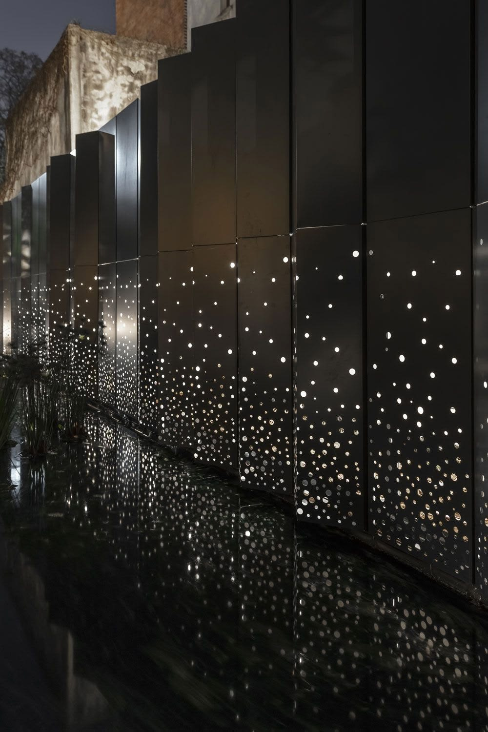 interior building jakarta Custom Metal wall ceiling perforated lighting
